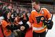 PHILADELPHIA, PA - NOVEMBER 21: Scott Hartnell #19 of the Philadelphia Flyers greets fans during warmups prior to his game against the Buffalo Sabres on November 21, 2013 at the Wells Fargo Center in Philadelphia, Pennsylvania. (Photo by Len Redkoles/NHL