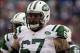 Nov 17, 2013; Orchard Park, NY, USA; New York Jets offensive guard Brian Winters (67) during a game against the Buffalo Bills at Ralph Wilson Stadium. Bills beat the Jets 37 to 14. Mandatory Credit: Timothy T. Ludwig-USA TODAY Sports