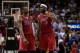 MIAMI, FL - DECEMBER 18: Dwyane Wade #3 and LeBron James #6 of the Miami Heat on court against the Indiana Pacers at American Airlines Arena on December 18, 2013 in Miami, Florida. NOTE TO USER: User expressly acknowledges and agrees that, by downloading