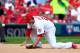 ST LOUIS, MO - OCTOBER 04: David Freese #23 of the St. Louis Cardinals is unable to field a groundball and is called for an error on a ball hit by Marlon Byrd #2 of the Pittsburgh Pirates during Game Two of the National League Division Series at Busch St
