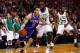 BOSTON, MA - DECEMBER 13: Pablo Prigioni #9 of the New York Knicks drives to the basket in front of Brandon Bass #30 of the Boston Celtics in the fourth quarter during the game at TD Garden on December 13, 2013 in Boston, Massachusetts. NOTE TO USER: User