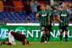 Berardi (No. 25) celebrates with his teammates after his last-minute equalizer against Roma.