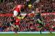 MANCHESTER, ENGLAND - OCTOBER 26: Javier Hernandez of Manchester United scores his goal during the Barclays Premier League match between Manchester United and Stoke City at Old Trafford on October 26, 2013 in Manchester, England. (Photo by Alex Livesey/