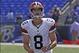 Sep 15, 2013; Baltimore, MD, USA; Cleveland Browns kicker Billy Cundiff (8) warms up before the game against the Baltimore Ravens at M&T Bank Stadium. Mandatory Credit: Mitch Stringer-USA TODAY Sports
