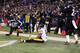 BALTIMORE, MD - NOVEMBER 28: Defensive back Chykie Brown #23 of the Baltimore Ravens celebrates as wide receiver Emmanuel Sanders #88 of the Pittsburgh Steelers sits on the turf after dropping a two point conversion attempt during the closing moments of t