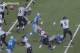 Joe Flacco's knee bent sharply inward as a result of a hit to the outside of his leg.