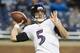 DETROIT, MI - DECEMBER 16: Quarterback Joe Flacco #5 of the Baltimore Ravens warms up prior to the game against the Detroit Lions at Ford Field on December 16, 2013 in Detroit, Michigan. (Photo by Jason Miller/Getty Images)