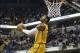 Dec 20, 2013; Indianapolis, IN, USA; Indiana Pacers forward Paul George (24) does a break away reverse dunk against the Houston Rockets at Bankers Life Fieldhouse. Mandatory Credit: Brian Spurlock-USA TODAY Sports
