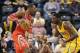 Dec 20, 2013; Indianapolis, IN, USA; Indiana Pacers center Roy Hibbert (55) guards Houston Rockets center Dwight Howard (12) at Bankers Life Fieldhouse. Indiana defeats Houston 114-81. Mandatory Credit: Brian Spurlock-USA TODAY Sports