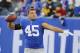 Nov 4, 2012; East Rutherford, NJ, USA; New York Giants fullback Henry Hynoski (45) prior to the game against the Pittsburgh Steelers at MetLife Stadium. Mandatory Credit: Jim O'Connor-USA TODAY Sports