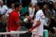 PARIS, FRANCE - JUNE 03: Roger Federer of Switzerland is congratulated by Novak Djokovic of Serbia following his victory during the men's singles semi final match between Roger Federer of Switzerland and Novak Djokovic of Serbia on day thirteen of the Fr