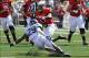 September 15, 2012; College Park, MD, USA; Maryland Terrapins wide receiver Stefan Diggs (1) runs after a catch against Connecticut Huskies cornerback Taylor Mack (29) at Byrd Stadium. Connecticut beat Maryland 24-21. Mandatory Credit: Mitch Stringer-USA