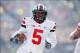 Nov 30, 2013; Ann Arbor, MI, USA; Ohio State Buckeyes quarterback Braxton Miller (5) runs the ball for a touchdown in the second quarter against the Michigan Wolverines at Michigan Stadium. Mandatory Credit: Rick Osentoski-USA TODAY Sports