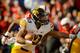 LINCOLN, NE - NOVEMBER 29: Running back Jordan Canzeri #33 of the Iowa Hawkeyes during their game against the Nebraska Cornhuskers at Memorial stadium on November 29, 2013 in Lincoln, Nebraska. (Photo by Eric Francis/Getty Images)