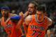 CHICAGO, IL - OCTOBER 31: Joakim Noah #13 of the Chicago Bulls battles for position on a free-throw with Carmelo Anthony #7 (L) and Andrea Bargnani #77 of the New York Knicks at the United Center on October 31, 2013 in Chicago, Illinois. The Bulls defeate