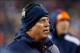 Nov 24, 2013; Foxborough, MA, USA; Denver Broncos interim head coach Jack Del Rio watches from the sideline as they take on the New England Patriots in the first quarter at Gillette Stadium. Mandatory Credit: David Butler II-USA TODAY Sports