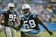 Dec 22, 2013; Charlotte, NC, USA; Carolina Panthers outside linebacker Thomas Davis (58) reacts in the third quarter. The Panthers defeated the Saint 17-13 at Bank of America Stadium. Mandatory Credit: Bob Donnan-USA TODAY Sports