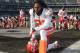 Dec 15, 2013; Oakland, CA, USA; Kansas City Chiefs cornerback Dunta Robinson (21) kneel prior to the game against the Oakland Raiders at O.co Coliseum. The Chiefs won 56-31. Mandatory Credit: Kirby Lee-USA TODAY Sports