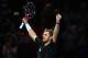 LONDON, ENGLAND - NOVEMBER 08: Stanislas Wawrinka of Switzerland celebrates winning his men's singles match against David Ferrer of Spain during day five of the Barclays ATP World Tour Finals at O2 Arena on November 8, 2013 in London, England. (Photo by
