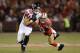 SAN FRANCISCO, CA - DECEMBER 23: Tony Gonzalez #88 of the Atlanta Falcons catches this pass over NaVorro Bowman #53 of the San Francisco 49ers during the first quarter at Candlestick Park on December 23, 2013 in San Francisco, California. (Photo by Thea