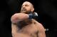 Dec 28, 2013; Las Vegas, NV, USA; Travis Browne reacts his UFC heavyweight bout against Josh Barnett at the MGM Grand Garden Arena. Mandatory Credit: Jayne Kamin-Oncea-USA TODAY Sports