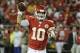 Aug 16, 2013; Kansas City, MO, USA; Kansas City Chiefs quarterback Chase Daniel (10) throws a pass against the San Francisco 49ers in the second half at Arrowhead Stadium. San Francisco won the game 15-13. Mandatory Credit: John Rieger-USA TODAY Sports