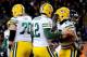 CHICAGO, IL - DECEMBER 29: Wide receiver Randall Cobb #18 celebrates a third quarter touchdown with quarterback Aaron Rodgers #12 of the Green Bay Packers against the Chicago Bears during a game at Soldier Field on December 29, 2013 in Chicago, Illinois.