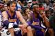 ATLANTA, GA - DECEMBER 16: Pau Gasol #16 and Kobe Bryant #24 of the Los Angeles Lakers look on during the game against the Atlanta Hawks at Philips Arena on December 16, 2013 in Atlanta, Georgia. NOTE TO USER: User expressly acknowledges and agrees that