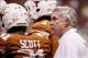 Dec 30, 2013; San Antonio, TX, USA; Texas Longhorns head coach Mack Brown watches on the sidelines during the second half against Oregon Ducks at Alamo Dome. Oregon defeated Texas 30-7. Mandatory Credit: Soobum Im-USA TODAY Sports