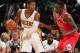 INDIANAPOLIS - NOVEMBER 6: Paul George #24 of the Indiana Pacers controls the ball against Luol Deng #9 of the Chicago Bulls at Bankers Life Fieldhouse on November 6, 2013 in Indianapolis, Indiana. NOTE TO USER: User expressly acknowledges and agrees tha