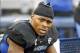 Oct 19, 2013; Buffalo, NY, USA; Buffalo Bulls linebacker Khalil Mack (46) on the sideline during the first half against the Massachusetts Minutemen at University of Buffalo Stadium. Mandatory Credit: Timothy T. Ludwig-USA TODAY Sports