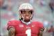 Nov 23, 2013; Tallahassee, FL, USA; Florida State Seminoles wide receiver Kelvin Benjamin (1) before the game against the Idaho Vandals at Doak Campbell Stadium. Mandatory Credit: Melina Vastola-USA TODAY Sports