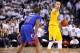 Dec 25, 2013; Oakland, CA, USA; Golden State Warriors point guard Stephen Curry (30) calls out to his teammates against Los Angeles Clippers point guard Chris Paul (3) during the fourth quarter at Oracle Arena. Mandatory Credit: Kelley L Cox-USA TODAY Spo
