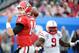 Jan 1, 2014; Jacksonville, FL, USA; Nebraska Cornhuskers defensive end Jason Ankrah (9) bears down on Georgia Bulldogs quarterback Hutson Mason (14) during the first half at EverBank Field . Mandatory Credit: Melina Vastola-USA TODAY Sports