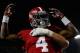 TUSCALOOSA, AL - NOVEMBER 09: T.J. Yeldon #4 of the Alabama Crimson Tide celebrates his touchdown the third quarter against the LSU Tigers at Bryant-Denny Stadium on November 9, 2013 in Tuscaloosa, Alabama. (Photo by Kevin C. Cox/Getty Images)