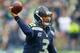 SEATTLE, WA - DECEMBER 29: Quarterback Russell Wilson #3 of the Seattle Seahawks passes against the St. Louis Rams at CenturyLink Field on December 29, 2013 in Seattle, Washington. The Seahawks defeated the Rams 27-9. (Photo by Otto Greule Jr/Getty Imag