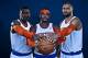 GREENBURGH, NY - OCTOBER 1: Amar'e Stoudemire #1, Carmelo Anthony #7 and Tyson Chandler #6 of the New York Knicks poses for a portrait during Media Day on October 1, 2012 at the Knicks Training Facility in Greeburgh, New York. NOTE TO USER: User expressl