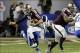Dec 31, 2013; Atlanta, GA, USA; Duke Blue Devils defensive end Justin Foxx (92) chases down Texas A&M Aggies quarterback Johnny Manziel (2) during the second quarter in the 2013 Chick-fil-a Bowl at the Georgia Dome. Mandatory Credit: John David Mercer-US