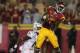 LOS ANGELES, CA - NOVEMBER 03: Wide receiver Marquise Lee #9 of the USC Trojans make a three yard touchdown catch over cornerback Ifo Ekpre-Olomu #14 of the Oregon Ducks with five seconds remaining in the game at the Los Angeles Memorial Coliseum on Nove