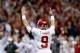 NEW ORLEANS, LA - JANUARY 02: Trevor Knight #9 of the Oklahoma Sooners reacts after a touchdown against the Alabama Crimson Tide during the Allstate Sugar Bowl at the Mercedes-Benz Superdome on January 2, 2014 in New Orleans, Louisiana. (Photo by Kevin