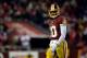LANDOVER, MD - NOVEMBER 25: Robert Griffin III #10 of the Washington Redskins reacts after a play in the second half during an NFL game against the San Francisco 49ers at FedExField on November 25, 2013 in Landover, Maryland. (Photo by Patrick McDermott