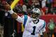 ATLANTA, GA - DECEMBER 29: Cam Newton #1 of the Carolina Panthers celebrates a touchdown against the Atlanta Falcons at Georgia Dome on December 29, 2013 in Atlanta, Georgia. (Photo by Kevin C. Cox/Getty Images)