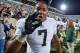 Sep 15, 2012; East Lansing, MI, USA; Notre Dame Fighting Irish defensive end Stephon Tuitt (7) celebrates after Notre Dame defeated the Michigan State Spartans 20-3 at Spartan Stadium. Mandatory Credit: Matt Cashore-US PRESSWIR