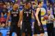 Jan 5, 2014; Lawrence, KS, USA; San Diego State Aztecs guard Xavier Thames (2) is congratulated by team mates after making free throws during the second half of the game against the Kansas Jayhawks at Allen Fieldhouse. San Diego State won 61 - 57. Mandato