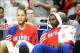 Jan 17, 2011; Houston, TX, USA; Detroit Pistons forward Tayshaun Prince (22) and guard Ben Gordon (8) on the bench against the Houston Rockets in the fourth quarter at the Toyota Center. The Rockets defeated the Pistons 97-80. Mandatory Credit: Brett Davi