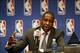 May 9, 2013; Denver, CO, USA; Denver Nuggets general manager Masai Ujiri during the press conference naming him NBA executive of the year at the Pepsi Center. Mandatory Credit: Chris Humphreys-USA TODAY Sports