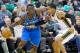 Jan 7, 2014; Salt Lake City, UT, USA; Oklahoma City Thunder point guard Reggie Jackson (15) drives against Utah Jazz point guard Trey Burke (3) during the first quarter at EnergySolutions Arena. Mandatory Credit: Russ Isabella-USA TODAY Sports