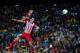 BARCELONA, SPAIN - AUGUST 28: Neymar of FC Barcelona duels for a high ball with Juanfran of Atletico de Madrid during the Spanish Super Cup second leg match between FC Barcelona and Atletico de Madrid at Nou Camp on August 28, 2013 in Barcelona, Spain.