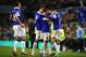 LIVERPOOL, ENGLAND - JANUARY 11: Kevin Mirallas of Everton celebrates his goal with Leighton Baines during the Barclays Premier League match between Everton and Norwich City at Goodison Park on January 11, 2014 in Liverpool, England. (Photo by Jan Kruge