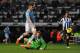 NEWCASTLE UPON TYNE, ENGLAND - JANUARY 12: Manchester City striker Alvaro Negredo rounds Tim Krul before tapping into an empty net to score the second goal during the Barclays Premier League match between Newcastle United and Manchestre City at St James'
